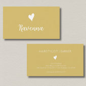 Minimalist Gold and White Heart Barber Name 名刺