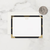 Minimalist Gold & Black Border Monogram Note Card ノートカード (正面/裏面インサイチュ)