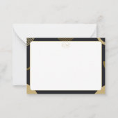 Minimalist Gold & Black Border Monogram Note Card ノートカード (正面)