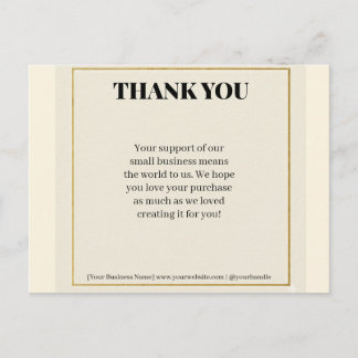 Minimalist Gold Border Luxury Business Thank You P シーズンポストカード