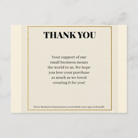 Minimalist Gold Border Luxury Business Thank You P シーズンポストカード (正面)