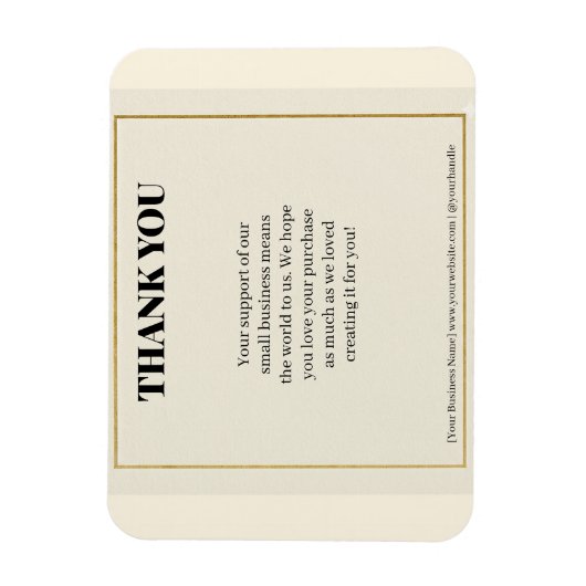 Minimalist Gold Border Luxury Business Thank You P マグネット (縦)