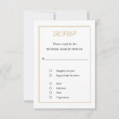 Minimalist Gold Border RSVP Card with Meal Choices (正面)