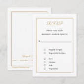Minimalist Gold Border RSVP Card with Meal Choices (正面/裏面)