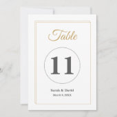 Minimalist Gold Border Wedding Table Number Card 招待状 (正面)