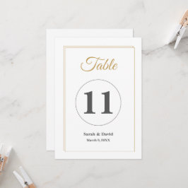 Minimalist Gold Border Wedding Table Number Card 招待状