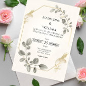 Minimalist Gold Botanical Wedding Invitation 招待状