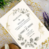 Minimalist Gold Botanical Wedding Invitation 招待状