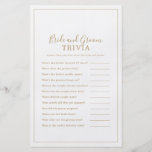 Minimalist Gold Bride and Groom Trivia Game チラシ<br><div class="desc">This minimalist gold bride and groom trivia game is perfect for a simple wedding shower. The modern romantic design features classic gold and white typography paired with a rustic yet elegant calligraphy with vintage hand lettered style. Customizable in any color. Keep the design simple and elegant, as is, or personalize...</div>