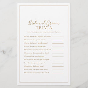 Minimalist Gold Bride and Groom Trivia Game チラシ