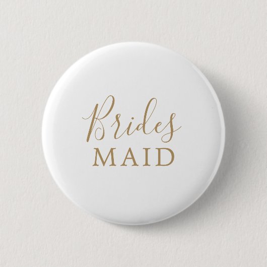 Minimalist Gold Bridesmaid Bridal Shower 缶バッジ (正面)