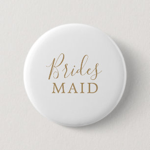 Minimalist Gold Bridesmaid Bridal Shower 缶バッジ