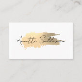 Minimalist gold brushstroke white Business Card 名刺 (正面)