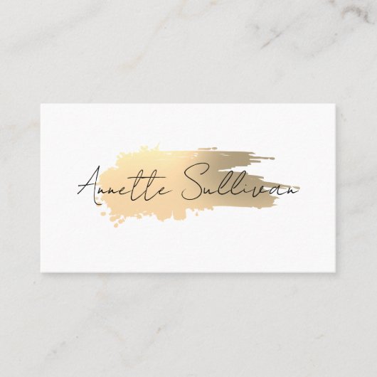 Minimalist gold brushstroke white Business Card 名刺 (正面)