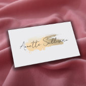 Minimalist gold brushstroke white Business Card 名刺