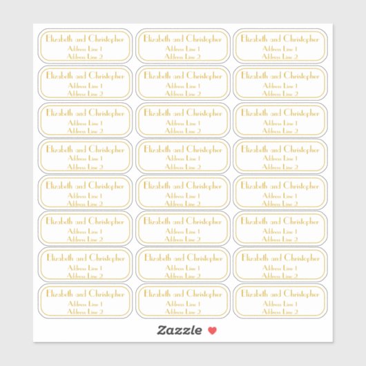 Minimalist Gold Couple Return Address Transparent  シール (シート)