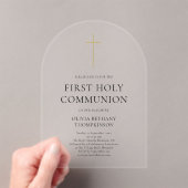 Minimalist Gold Cross First Holy Communion アクリル招待状 (インサイチュ (ポータブル))