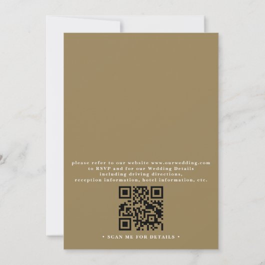 Minimalist Gold Elegant Modern QR Code Wedding 招待状 (裏面)