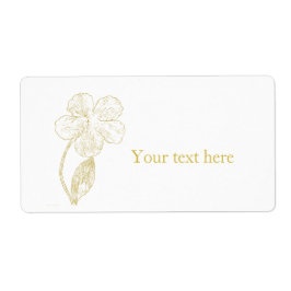 Minimalist Gold Floral Sketch Return Address Label ラベル