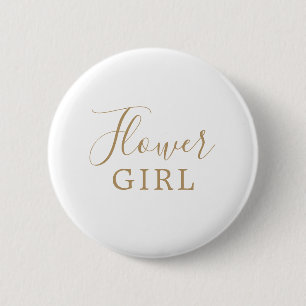 Minimalist Gold Flower Girl Bridal Shower 缶バッジ