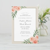 Minimalist Gold Frame Floral Wedding Invitation 招待状 (スタンド正面)