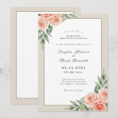 Minimalist Gold Frame Floral Wedding Invitation 招待状 (正面/裏面)