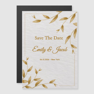 Minimalist Gold Frame Save The Date Card | Elegant マグネット招待状