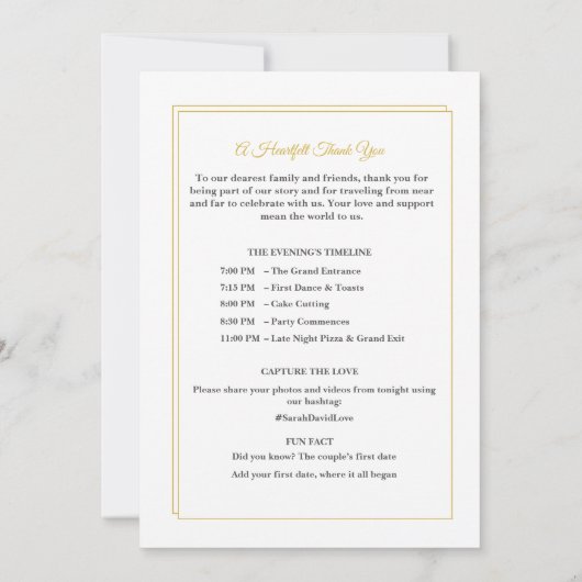Minimalist Gold Frame Script Rehearsal Dinner Card 招待状 (裏面)