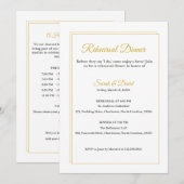 Minimalist Gold Frame Script Rehearsal Dinner Card 招待状 (正面/裏面)