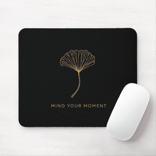 Minimalist Gold Ginkgo Leaf Zen Quote Mousepad マウスパッド (マウス)