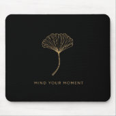 Minimalist Gold Ginkgo Leaf Zen Quote Mousepad マウスパッド (正面)