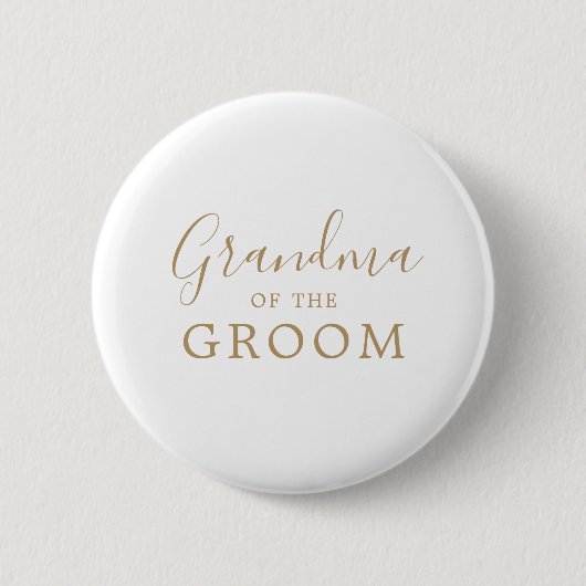 Minimalist Gold Grandma of the Groom Bridal Shower 缶バッジ (正面)