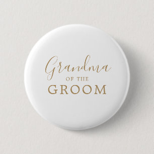 Minimalist Gold Grandma of the Groom Bridal Shower 缶バッジ