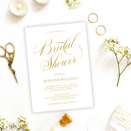 Minimalist Gold Handwritten Script Bridal Shower 招待状