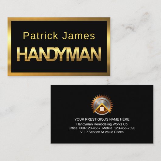 Minimalist Gold Handyman Signage Frame 名刺 (正面/裏面)