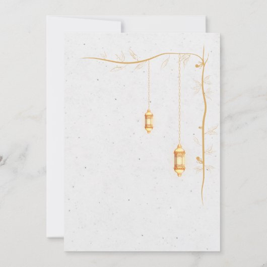Minimalist Gold Lanterns & Vine Iftar Dinner 招待状 (裏面)