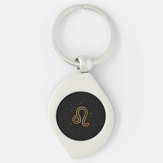 Minimalist Gold Leo Zodiac Keychain キーホルダー (正面)