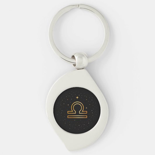Minimalist Gold Libra Zodiac Keychain キーホルダー (正面)