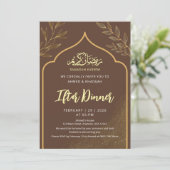 Minimalist Gold Line Art Ramadan Iftar Dinner 招待状 (スタンド正面)