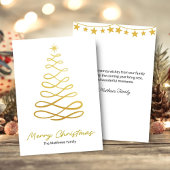 Minimalist Gold Line Christmas Tree Card シーズンカード