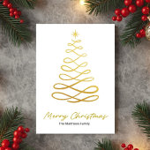 Minimalist Gold Line Christmas Tree Card シーズンカード