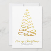 Minimalist Gold Line Christmas Tree Card シーズンカード (正面)
