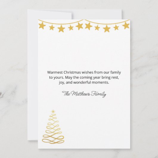 Minimalist Gold Line Christmas Tree Card シーズンカード (裏面)
