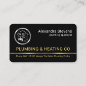 Minimalist Gold Line Silver Plumbing Heating 名刺 (正面)