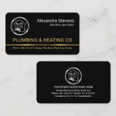Minimalist Gold Line Silver Plumbing Heating 名刺 (正面/裏面)