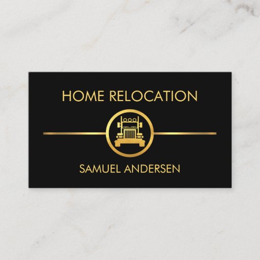 Minimalist Gold Line Truck Transport 名刺 (正面)