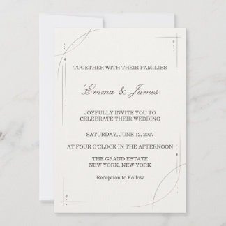 Minimalist Gold Line Wedding Invitation 招待状