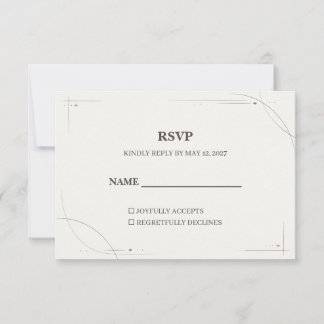 Minimalist Gold Line Wedding RSVP Card サンキューカード