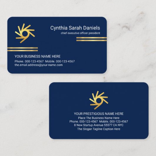 Minimalist Gold Lines CEO Founder 名刺 (正面/裏面)