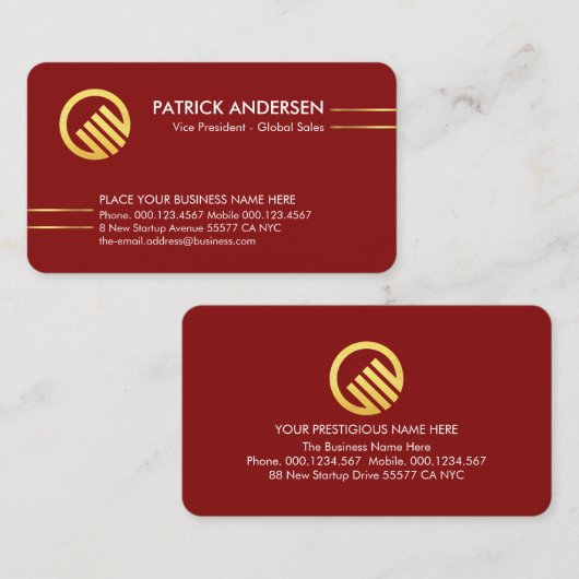 Minimalist Gold Lines CEO Founder 名刺 (正面/裏面)